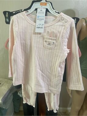 Carter's Pink Ribbed Bunny Pajama Set